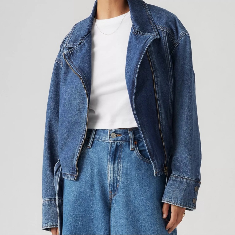 Levi’s Blue Denim Biker Jean Jacket - Picture 3 of 5